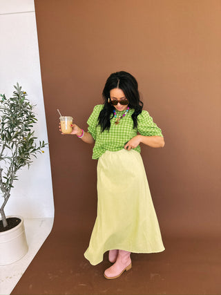 back to the basics midi skirt - lime
