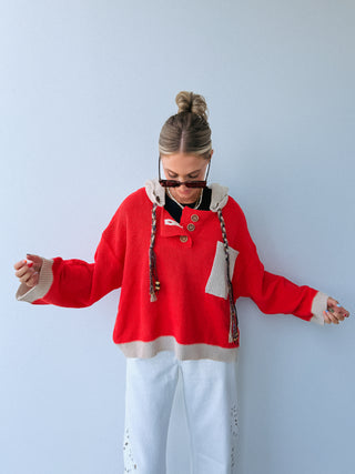 POL | hot coral hoodie
