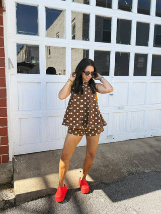 cocoa butter polka dot top