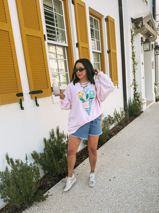 ETTA OG | quilted flower bouquet sweatshirt - pink