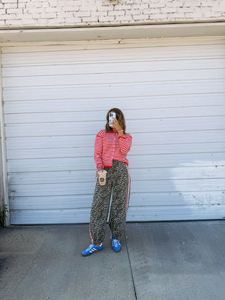 piper striped cardigan - red
