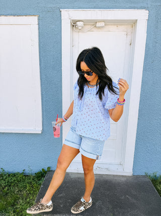 cherries and cream button top