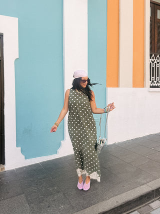 playful polka dot dress - olive