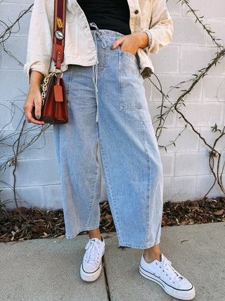 denim balloon pants