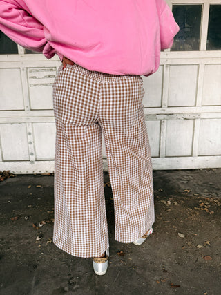 brown sugar gingham pants