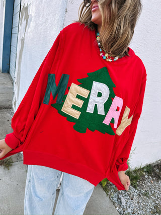 very merry tree sweater top