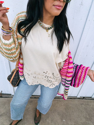rush hour multicolor cardigan - pink