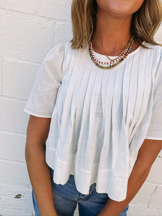 playful pintuck top - ivory