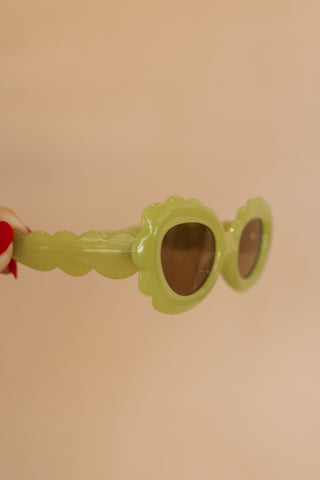 scalloped sunglasses - lime
