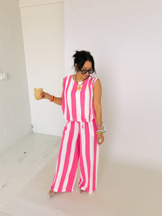 bubblegum stripe two piece set