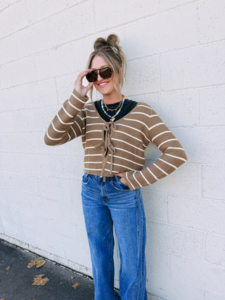 sienna tie up sweater - stripe