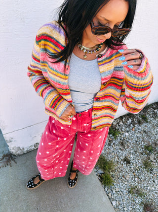 jackie stripe button cardigan