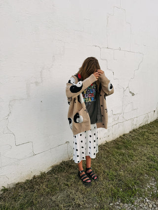 oversized yin yang cardigan - oatmeal