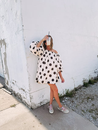 puffy polka dot dress