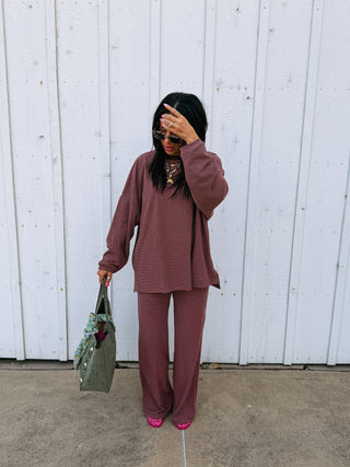 feeling fuzzy lounge pants - pink / brown