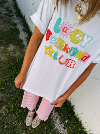 ETTA OG | lazy weekend club graphic tee - white
