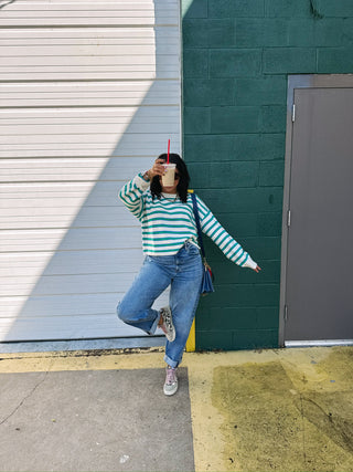 green thumb striped sweater