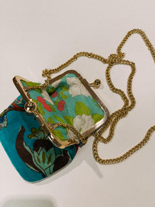 birdie crossbody - turquoise floral chenille