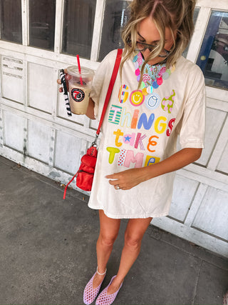 ETTA OG | good things take time graphic tee - ivory