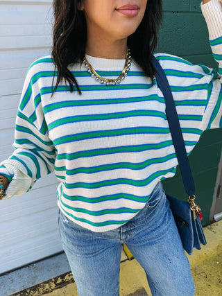 green thumb striped sweater