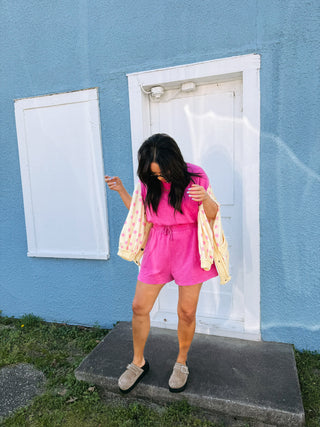 sporty spice romper - fuchsia