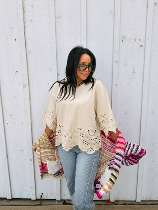 iris eyelet top - natural