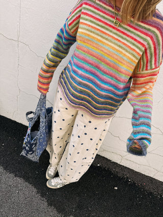 paint it polka dot barrel jeans - blue