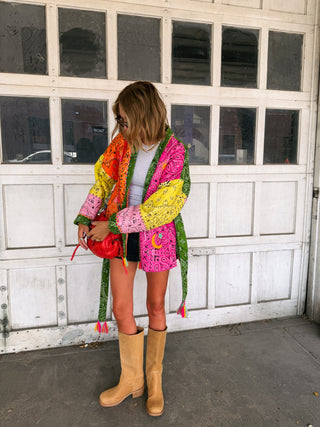 quilted kimono jacket