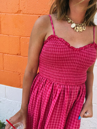 flamingo gingham dress