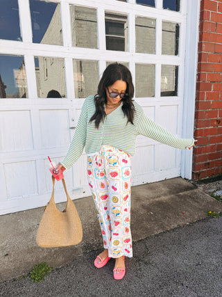 spring green stripe sweater