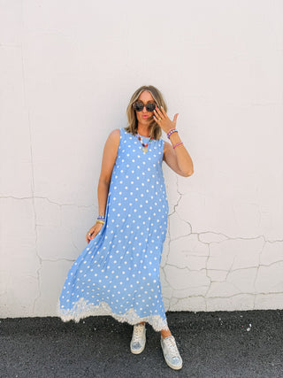 playful polka dot dress - blue