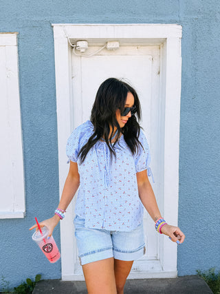 cherries and cream button top