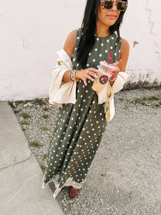 playful polka dot dress - olive