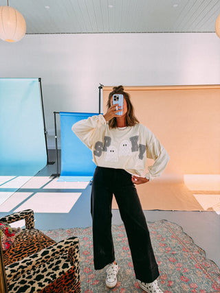oversized spooky ghost patch top