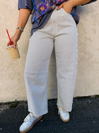 jbd | pinstripe barrel jeans