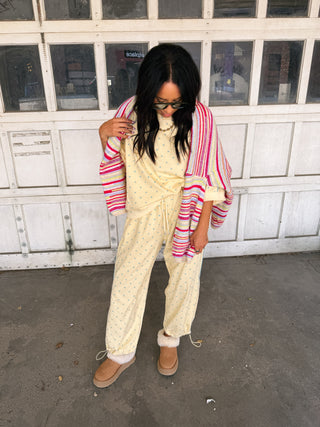 lost in comfort polka dot pants - yellow