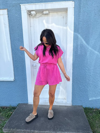 sporty spice romper - fuchsia
