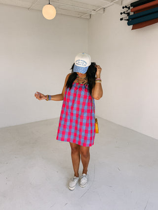 checkmate plaid mini dress