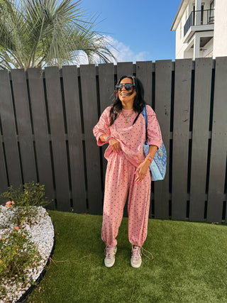 PEACH LOVE | lost in comfort polka dot pants - pink