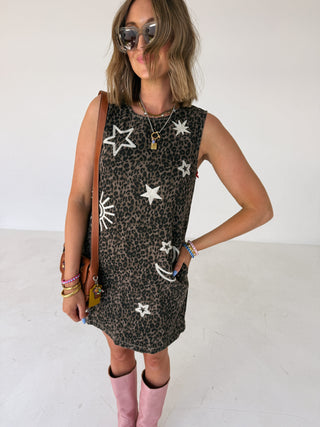 to the moon leopard mini dress