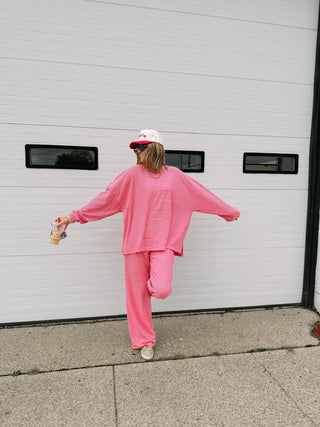 feeling fuzzy lounge pants - pink