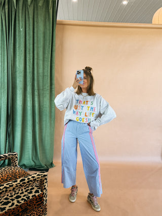 lined with lace pants - blue / pink