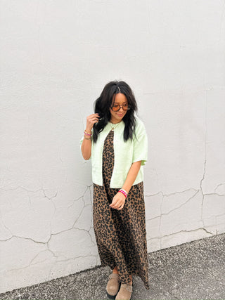 mint tea button sweater top