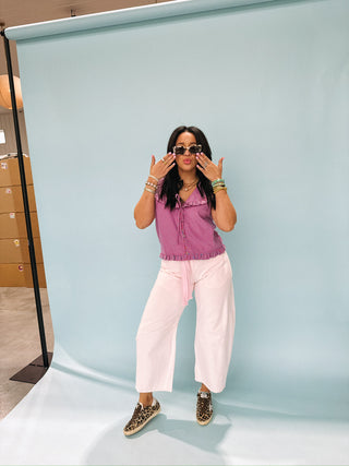 ridin round ruffle collar top