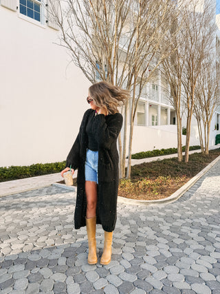 subtle sequin cardigan - black