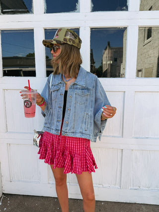 such a flirt gingham skirt - pink