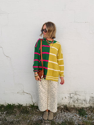 seeing double stripe sweater