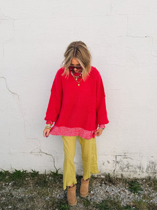 oversized cranberry slouchy sweater