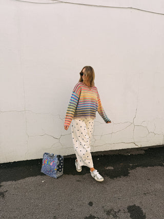 paint it polka dot barrel jeans - blue