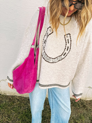 good luck horseshoe sweater
